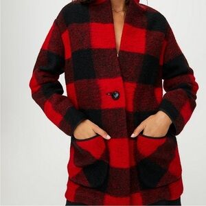 Ariztia Wilfred Free Off Duty Neelam Wool Jacket Blazer red black size xs